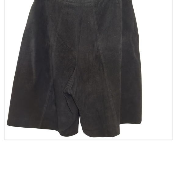 Vintage Adam Douglas 100% Leather Suede Pleated Shorts – Black - size 10/12 - Picture 3 of 5